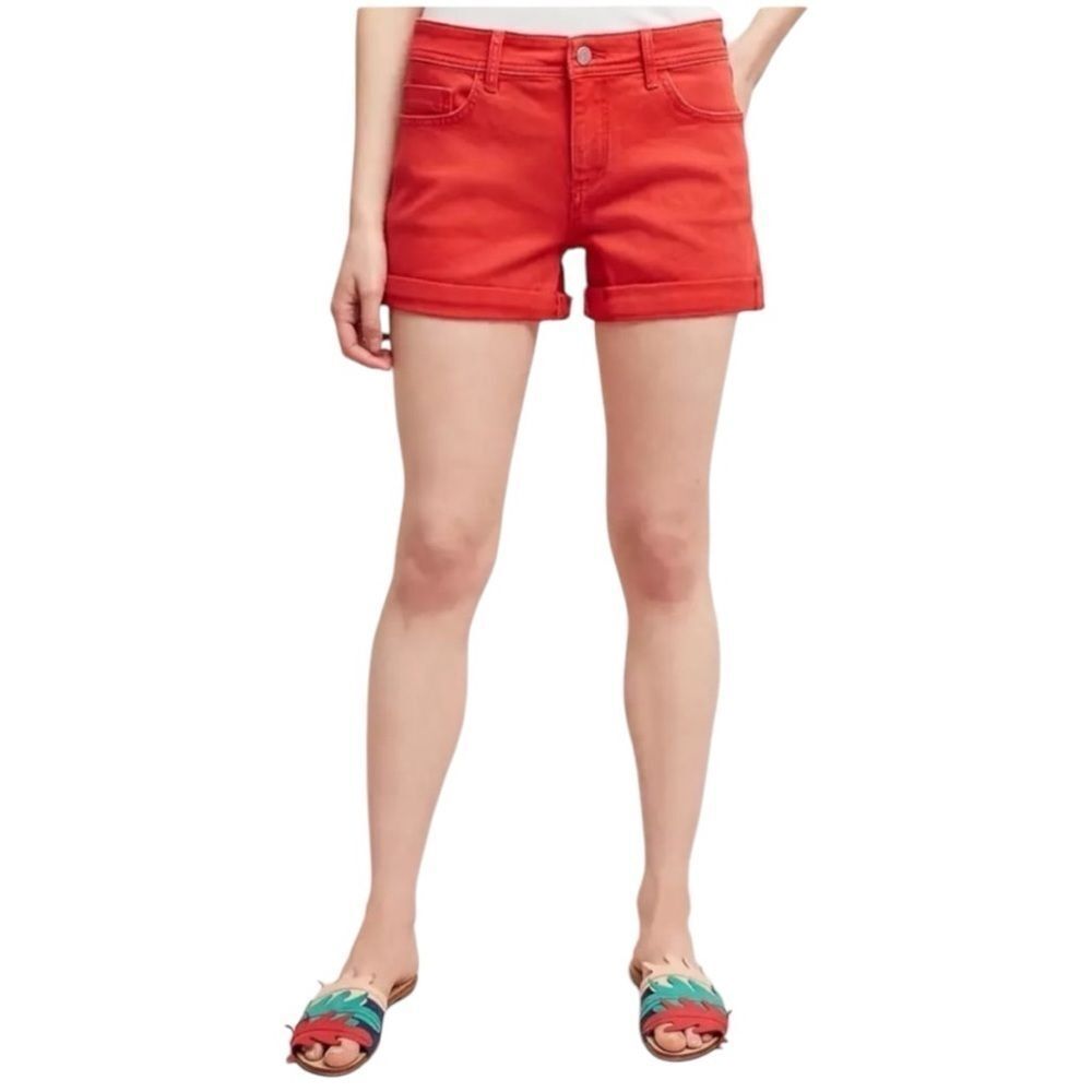 Pilcro and the Letterpress Red Denim Mid Rise Shorts